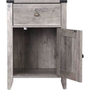 Barnwood Rustic Nightstand With X Shaped Barn Doors Grey
