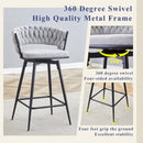 Set of 2 Swivel Bar Stools with Breathable Linen Cushions - Light Gray Seat & Black Iron Frame, Counter Height Stools for Kitchen Island, Dining or Pub