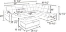 Grey White Flannel L Shaped Sectional Sofa With Ottoman