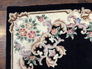 Aubusson Rug 8x11, Black and Ivory, Hooked Rug, Vintage, Wool