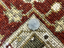 Indo Oushak Rug 4x6, Green and Maroon, Vintage Wool Floral Rug, Indian Agra Rug