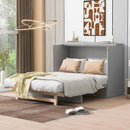Full Size Murphy Bed with Large Drawers,Gray