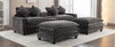 Modern Chenille Upholstered Sectional Sofa with Ottomans, USB Ports, Cup Holders, and Storage in Grey