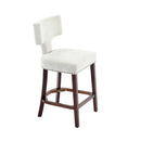 Mid Century Modern Counter Height Bar Stools Set of 2, Farmhouse Linen Fabric Upholstered Accent Chair Curved Backrest with Copper Nails around,Kitchen Chairs with Hardwood Frame, Beige