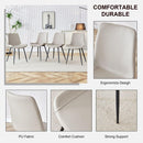 Light gray artificial leather backrest cushion dining chair, black metal legs, curved widened cushion design for more comfort, suitable for restaurants, kitchens, bedrooms, offices.(6 chairs) 0502