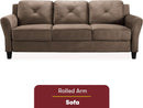 Harrington Microfiber Brown Three Seat Sofa Living Room