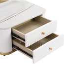 Modern 2 Pieces White Square Nesting Coffee Table with Drawers & Electroplated gold legs in 27.6"