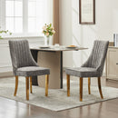 Rayon Cloth Flocking Chenille Dining Chairs Channel Kitchen Dinner Chair Comfy Fabric Upholstered Accent Chair for Dining Room with Golden Stainless Steel Plating Legs,Set of 2 (Gray), SW1647GY