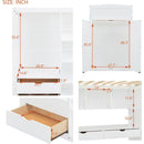 Twin Size Loft Bed with Desk, Wardrobes, 4 Drawers and 4 Shelves-White
