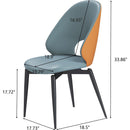 Dining Chairs Set of 2, Modern Design Home Chairs, PU Leather Metal Dining Chairs for Kitchen Dining Room-Orange and Grey