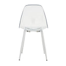 Transparent and Stylish Ergonomic Dining Chair with Silver Metal Legs and Transparent Seat Cushion, One Box of Three