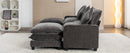 Modern Chenille Upholstered Sectional Sofa with Ottomans, USB Ports, Cup Holders, and Storage in Grey