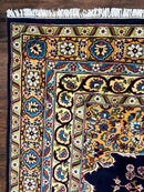 Indo Persian Rug 12x15, Mahal Sarouk Rug 12 x 15, Wool Hand Knotted Vintage Carpet, Navy Blue, Oversized Rug, Center Medallion