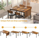 Sixty Three Inch Extendable Dining Table Set Rustic Brown