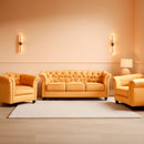 Three Piece Mango Velvet Chesterfield Sofa Set With Club Chair And Loveseat For Living Room
