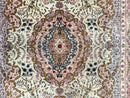Wonderful Persian Tabriz Rug 7x10, Very Fine 330 KPSI, Light Green Light Blue Pink, Kork Wool Silk Foundation, Bird Pictorials
