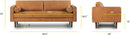 Cognac Tan Leather Mid Century Sofa With Bolsters In Stock