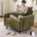 Green Chenille Oversized Accent Chair With Deep Storage