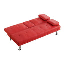 67-inch Red Leather Multifunctional Double Folding Sofa Bed with Coffee Table for Office Use