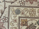 Pak Persian Rug 4x6, Floral Medallion, Beige, Wool and Silk Highlights, Vintage Handmade Rug