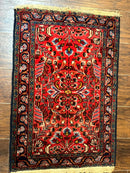 Small Antique Persian Tribal Rug 2x3, Red, Floral, Handmade, Hamadan Rug