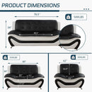 Vegan Leather Sofa Set 3 Piece Living Room Furniture White and Black