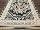 Aubusson Rug 6x8, European Design, Lion Pictorials, Black