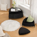Upholstered 2-Piece Storage Ottoman Set with Metal Legs, Faux Fur, Black, 29.9' Wide