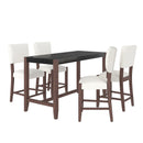 5-Piece Counter Height Dining Set, Faux Marble Bar Table with 4 Upholstered Chairs, Mid-Century Style for Kitchen or Small Spaces