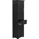 Tall Bathroom Storage Cabinet, Freestanding Storage Cabinet with Two Different Size Drawers and Adjustable Shelf, MDF Board with Painted Finish, Black