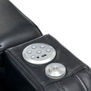 Modern PU Leather Power Recliner with Cooling Cup Holder, Bluetooth Speaker, LED Lights, and Tray Table in Black