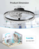 20 Inch Black Low Profile Ceiling Fan With Remote Dimmable