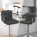 Two Adjustable Swivel Bar Stools With Back Grey PU Leather