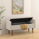 Teddy velvet storage stool, ,with storage space, suitable for apartments, living rooms and bedrooms-BEIGE(45.98'*16.75'*21.75')