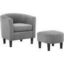Modern Accent Chair,Upholstered Arm Chair Linen Corduroy Single Sofa Chair with Ottoman Foot Rest Comfy Armchair for Living Room Bedroom and Office,Grey