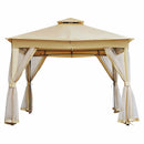 TREXM 10x10 Outdoor Gazebo Tent with Double Roofs, Patio Gazebo with Mosquito Netting, Patio Canopy for Backyard, Garden, Lawn and Deck (Beige)
