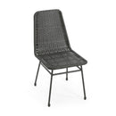 Outdoor Dining Chairs Set of 2, Rattan Backrest and Cushions, Iron Frame, Dark Brown