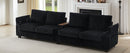 Modern 4-Seater Corduroy Sofa Couch with USB Ports and Hidden Storage in Black