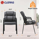 Black Leather Guest Chair 2 Pack With Padded Armrests