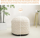 Beige Velvet Texture FauxFur Memory Foam Round Ottoman