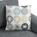 111' Upholstered 3-seater Sofa Curved Sofa Couch with Two Printed Pillows for Living Room, Dark Gray