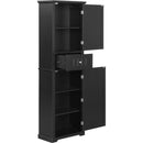 Tall Bathroom Storage Cabinet, Freestanding Storage Cabinet with Drawer and Adjustable Shelf, MDF Board with Painted Finish, Black