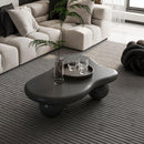 40 Inch Cloud Shaped Coffee Table with 3 Ball Legs for Living Room, Black