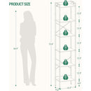 Greige Six Tier Narrow Bookshelf With Two Hooks Industrial
