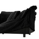 Slipcovered L Shape Sectional Long Sofa Couch, 4 Seater Sofa with Suppleness Armrests,Deep Seat Sofa with 2 Big Pillows, Comfy Couch for Living Room, Apartment, Black Corduroy Fabric
