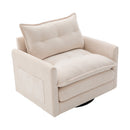 UNITED WE WIN Swivel Barrel Chair - Mid Century Modern Chair, Thick Padded Arm Chair with Solid Metal Base, Comfortable Single Sofa Chair, Swivel Accent Chair for Living Room Bedroom
