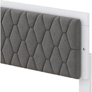Queen Size Upholstered Bed with LED Light,Modern Platform Bed with with Velvet Headboard,White