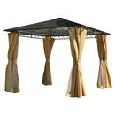 TREXM 10'x10' Hardtop Outdoor Gazebo with Polycarbonate Roof, Patio Gazebo with Aluminum Frame, Mosquito Netting and Privacy Screens for Shade and Rain, Backyard Tent for Backyard, Garden, Lawn(Beige)