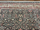 Large Sino Persian Rug 10x14, Wool Hand Knotted Vintage Carpet, Dark Green & Beige, Kirman Floral Rug, Fine Weave, Traditional, Large