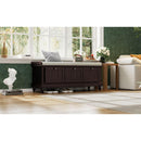 TREXM Classic Shoe Bench with Cushion and Three Drawers, Fluted Entryway Bench with Storage for Living Room, Entryway, and Hallways (Espresso)